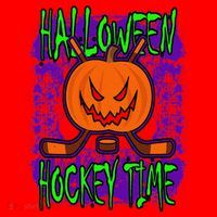 Halloween Hockey Time With Spooky Pumpkin And Hockey Sticks Santa Hat thumb 1