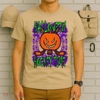 Halloween Hockey Time With Spooky Pumpkin And Hockey Sticks T-Shirt thumb 6