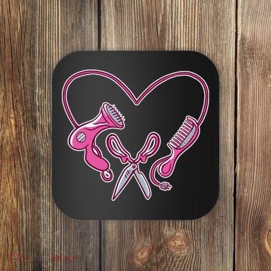 Hairdresser Heart Tools Coaster
