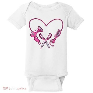 Hairdresser Heart Tools Baby Bodysuit