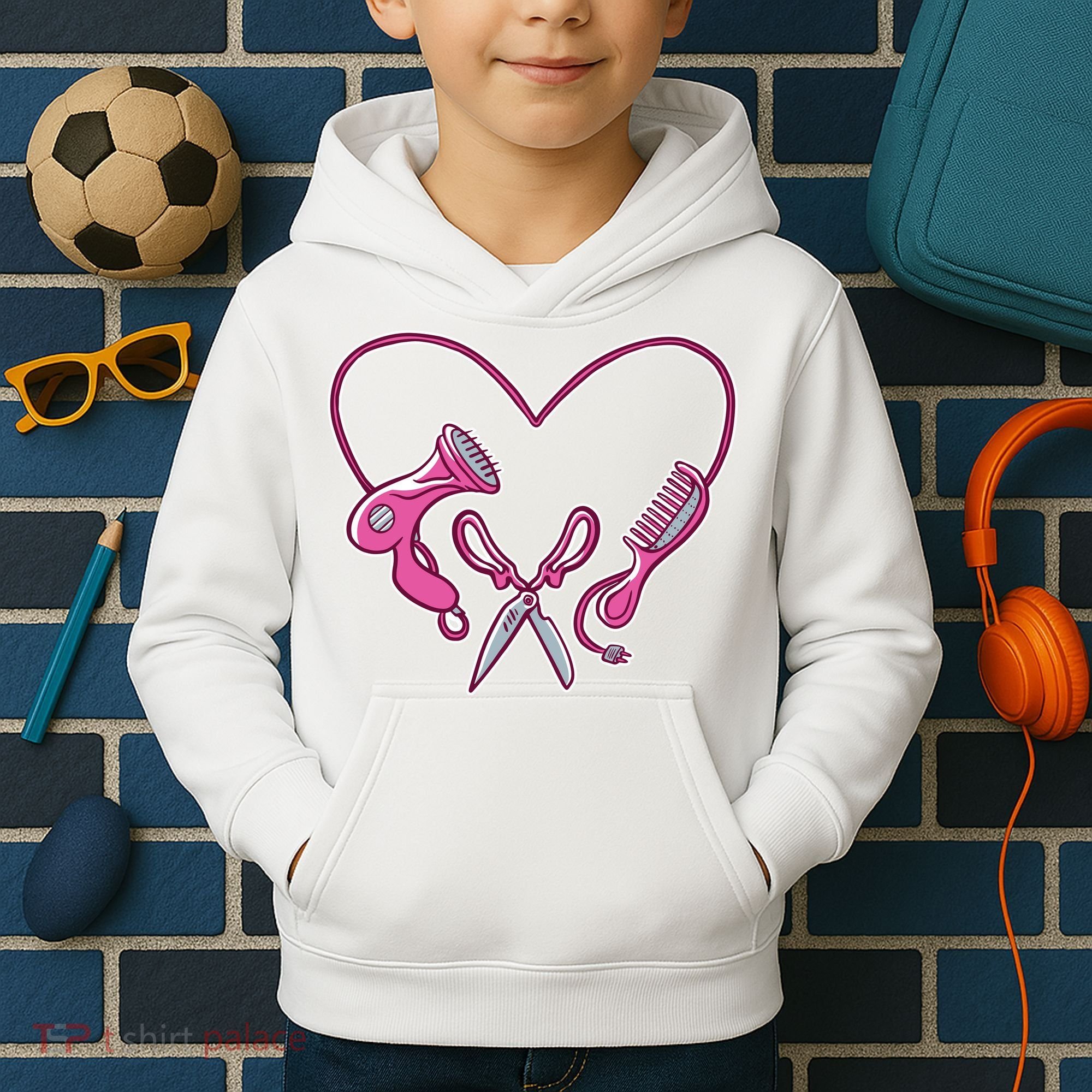Hairdresser Heart Tools Kids Hoodie