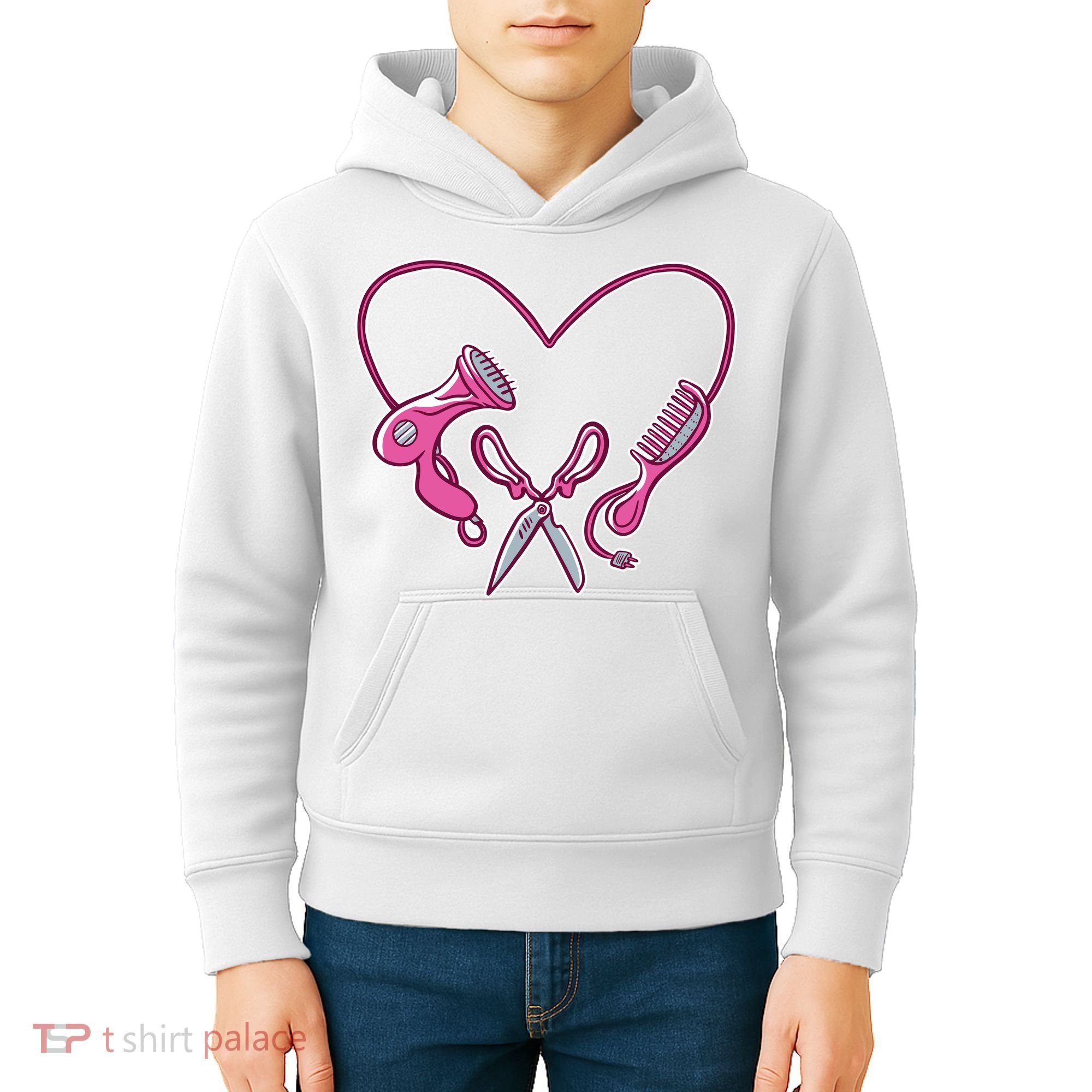 Hairdresser Heart Tools Kids Hoodie