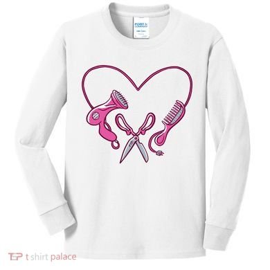 Hairdresser Heart Tools Kids Long Sleeve Shirt