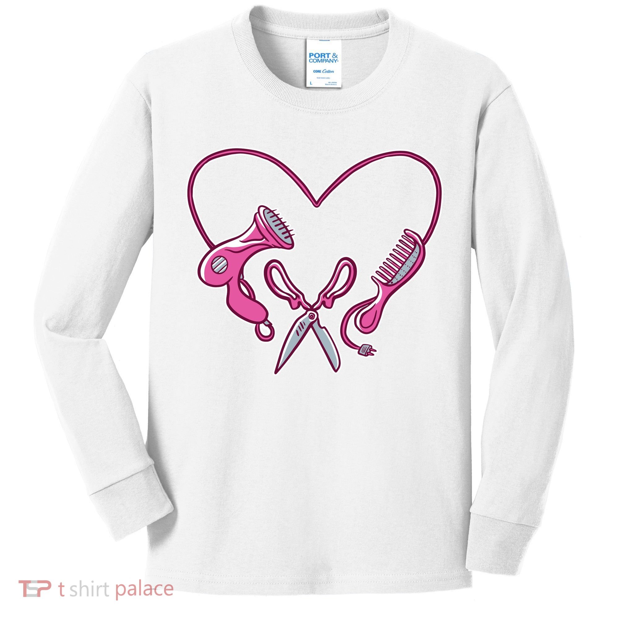 Hairdresser Heart Tools Kids Long Sleeve Shirt