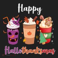 Happy Halloween Thanksgiving Christmas Coffee Lover Women's Sweatshirt thumb 2