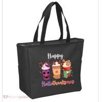 Happy Halloween Thanksgiving Christmas Coffee Lover Tote Bag thumb 2