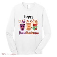 Happy Halloween Thanksgiving Christmas Coffee Lover Long Sleeve Shirt thumb 0