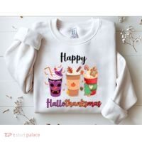 Happy Halloween Thanksgiving Christmas Coffee Lover Sweatshirt thumb 2
