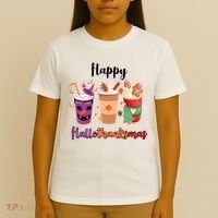 Happy Halloween Thanksgiving Christmas Coffee Lover T-Shirt thumb 4