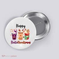 Happy Halloween Thanksgiving Christmas Coffee Lover Button thumb 0