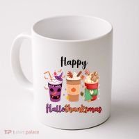Happy Halloween Thanksgiving Christmas Coffee Lover Coffee Mug thumb 0