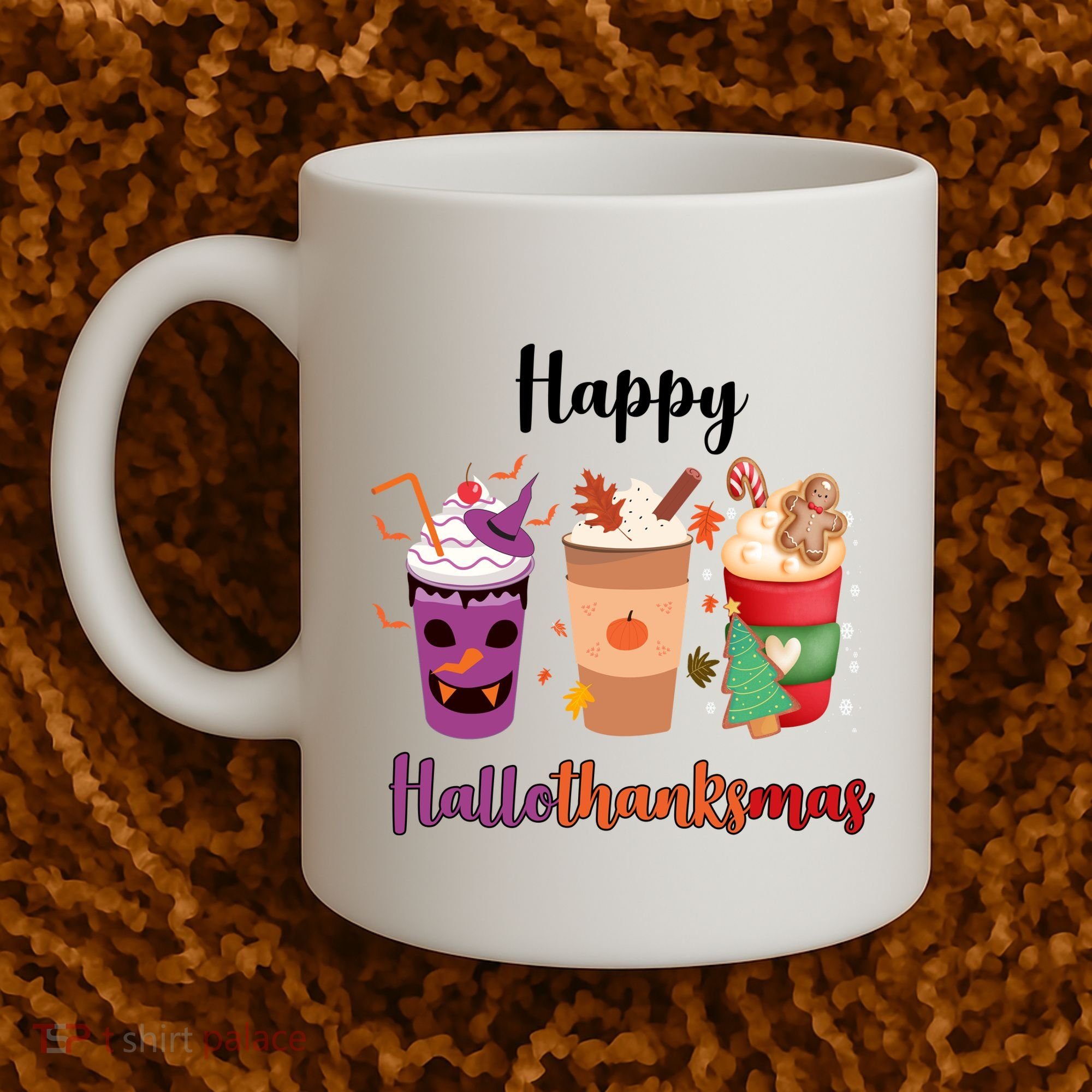 Happy Halloween Thanksgiving Christmas Coffee Lover Coffee Mug