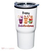 Happy Halloween Thanksgiving Christmas Coffee Lover Tumbler thumb 0