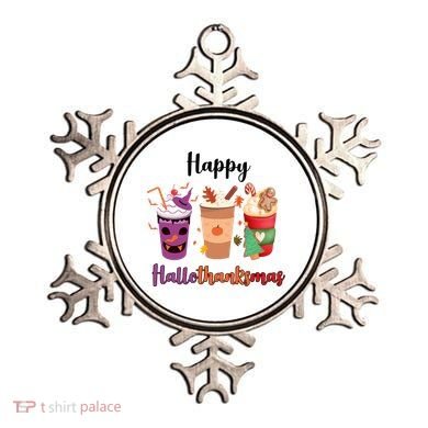 Happy Halloween Thanksgiving Christmas Coffee Lover Ornament