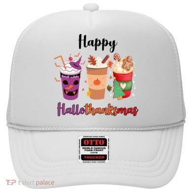 Happy Halloween Thanksgiving Christmas Coffee Lover Hat