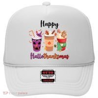 Happy Halloween Thanksgiving Christmas Coffee Lover Hat thumb 0