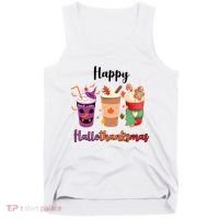 Happy Halloween Thanksgiving Christmas Coffee Lover Tank Top thumb 0