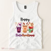 Happy Halloween Thanksgiving Christmas Coffee Lover Tank Top thumb 2