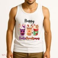 Happy Halloween Thanksgiving Christmas Coffee Lover Tank Top thumb 3