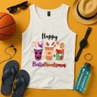 Happy Halloween Thanksgiving Christmas Coffee Lover Tank Top thumb 4