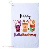 Happy Halloween Thanksgiving Christmas Coffee Lover Golf Towel thumb 0