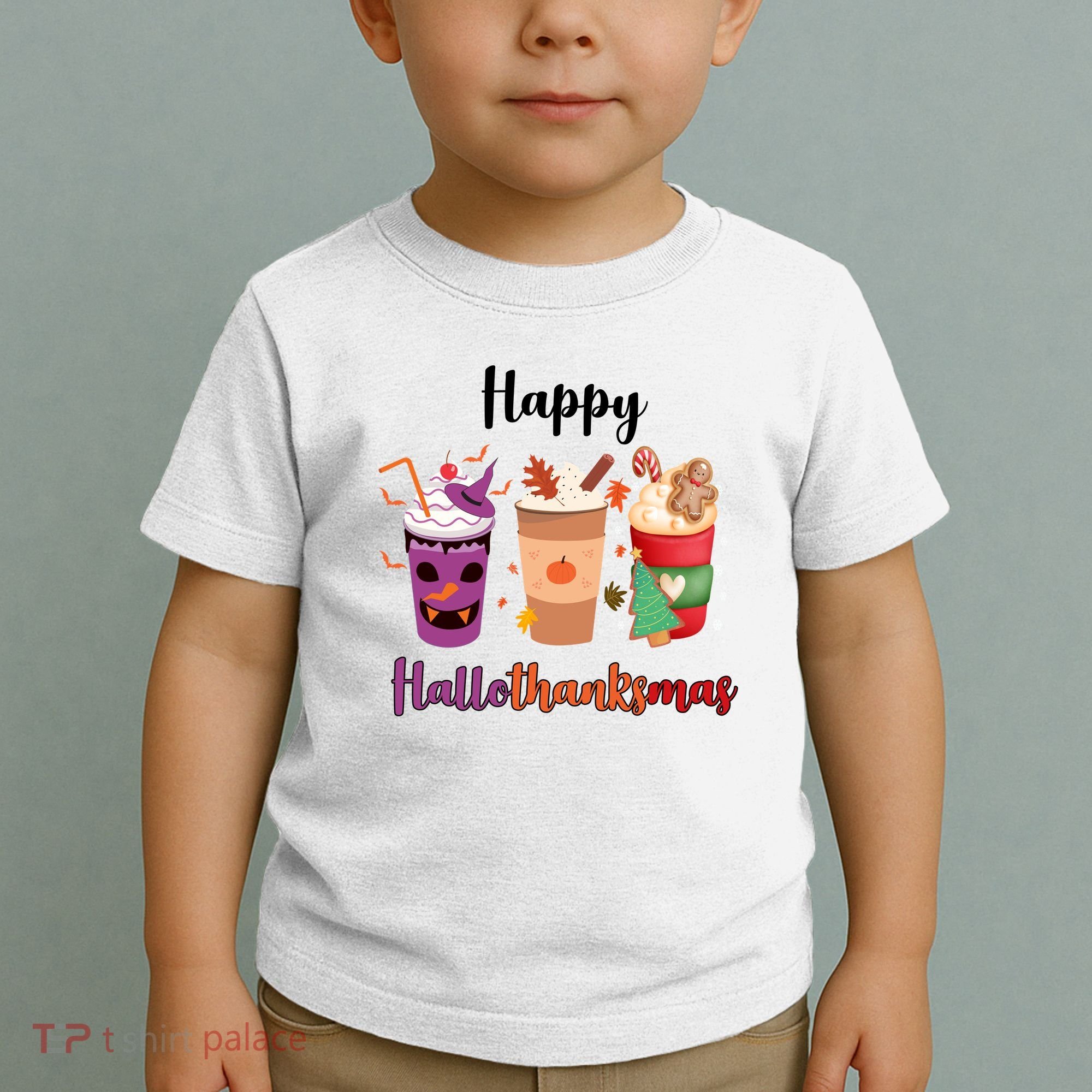Happy Halloween Thanksgiving Christmas Coffee Lover Toddler T-Shirt