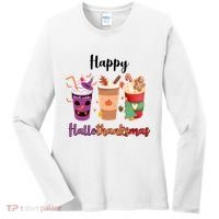 Happy Halloween Thanksgiving Christmas Coffee Lover Women's Long Sleeve Shirt thumb 0