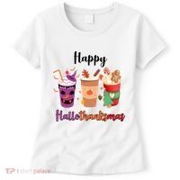 Happy Halloween Thanksgiving Christmas Coffee Lover Women's T-Shirt thumb 0