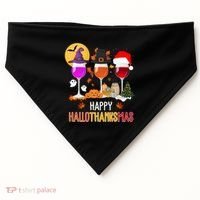 Happy Halloween Thanksgiving Christmas Wine Lover Gift USA-Made Doggie Bandana thumb 0
