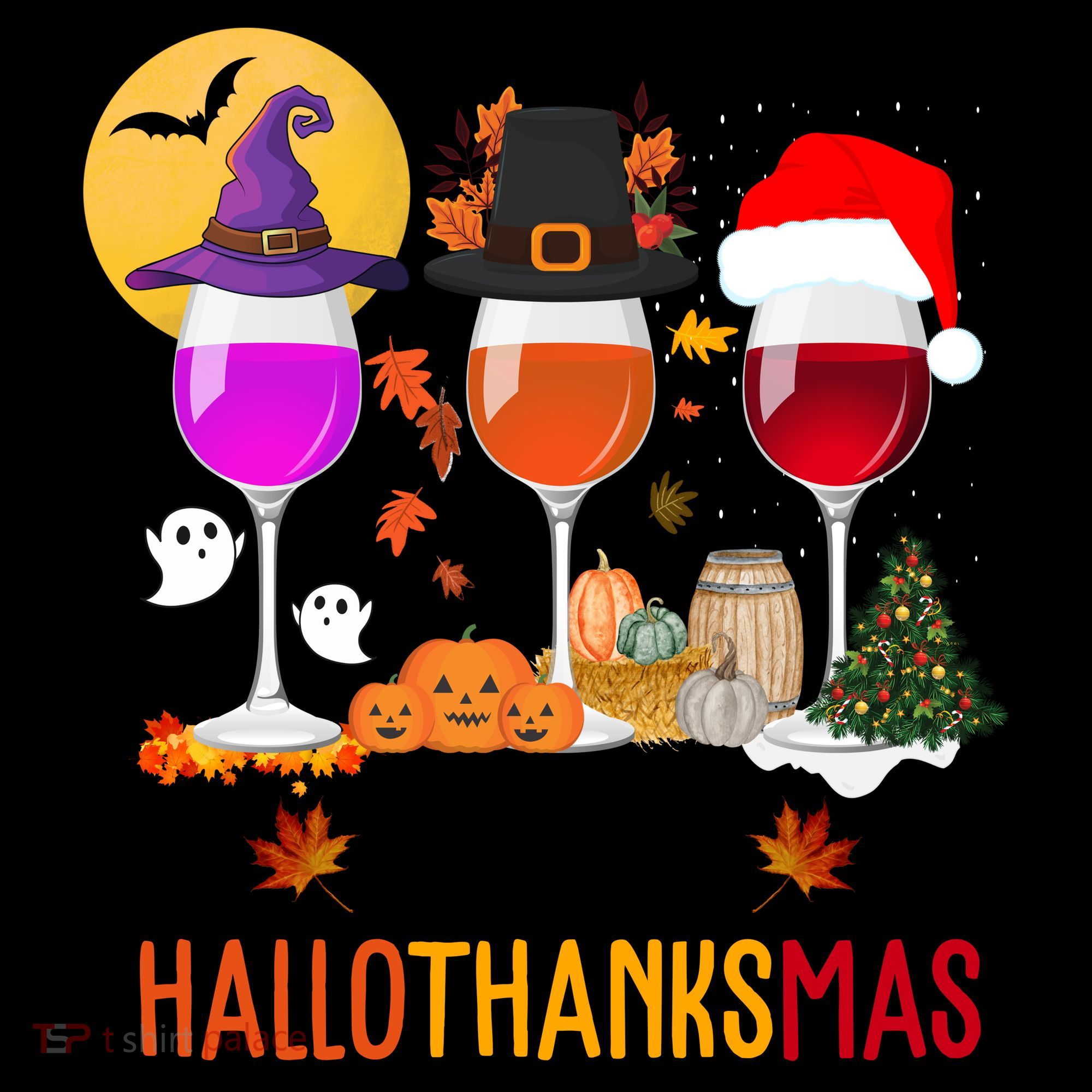 Happy Halloween Thanksgiving Christmas Wine Lover Gift Coffee Mug