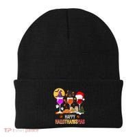 Happy Halloween Thanksgiving Christmas Wine Lover Gift Beanie thumb 0