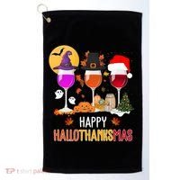 Happy Halloween Thanksgiving Christmas Wine Lover Gift Golf Towel thumb 0