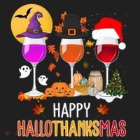 Happy Halloween Thanksgiving Christmas Wine Lover Gift Golf Towel thumb 3