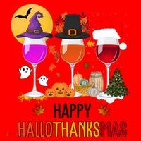 Happy Halloween Thanksgiving Christmas Wine Lover Gift Santa Hat thumb 1