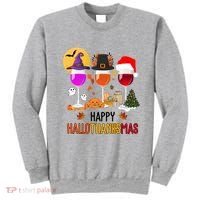 Happy Halloween Thanksgiving Christmas Wine Lover Gift Sweatshirt thumb 0