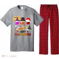 Happy Halloween Thanksgiving Christmas Wine Lover Gift Pajama Set thumb 0