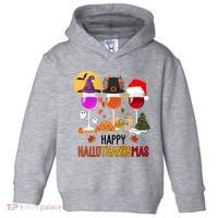 Happy Halloween Thanksgiving Christmas Wine Lover Gift Toddler Hoodie thumb 0