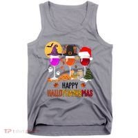Happy Halloween Thanksgiving Christmas Wine Lover Gift Tank Top thumb 0
