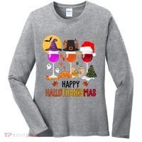 Happy Halloween Thanksgiving Christmas Wine Lover Gift Women's Long Sleeve Shirt thumb 0