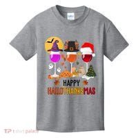 Happy Halloween Thanksgiving Christmas Wine Lover Gift Kids T-Shirt thumb 0