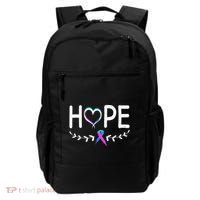 Hope Heart Teal Pink Purple Ribbon Thyroid Cancer Backpack thumb 0