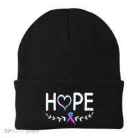Hope Heart Teal Pink Purple Ribbon Thyroid Cancer Beanie thumb 0
