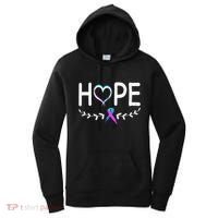 Hope Heart Teal Pink Purple Ribbon Thyroid Cancer Women's Hoodie thumb 0