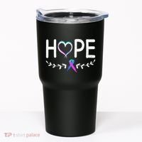 Hope Heart Teal Pink Purple Ribbon Thyroid Cancer Tumbler thumb 0