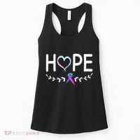 Hope Heart Teal Pink Purple Ribbon Thyroid Cancer Women's Tank Top thumb 0