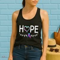 Hope Heart Teal Pink Purple Ribbon Thyroid Cancer Women's Tank Top thumb 2
