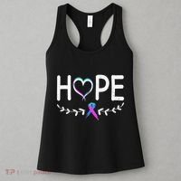 Hope Heart Teal Pink Purple Ribbon Thyroid Cancer Women's Tank Top thumb 3