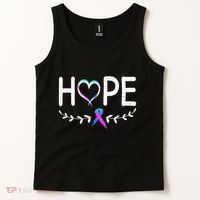 Hope Heart Teal Pink Purple Ribbon Thyroid Cancer Tank Top thumb 2