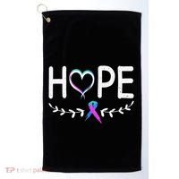 Hope Heart Teal Pink Purple Ribbon Thyroid Cancer Golf Towel thumb 0