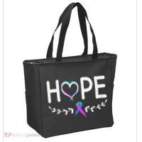 Hope Heart Teal Pink Purple Ribbon Thyroid Cancer Tote Bag thumb 2